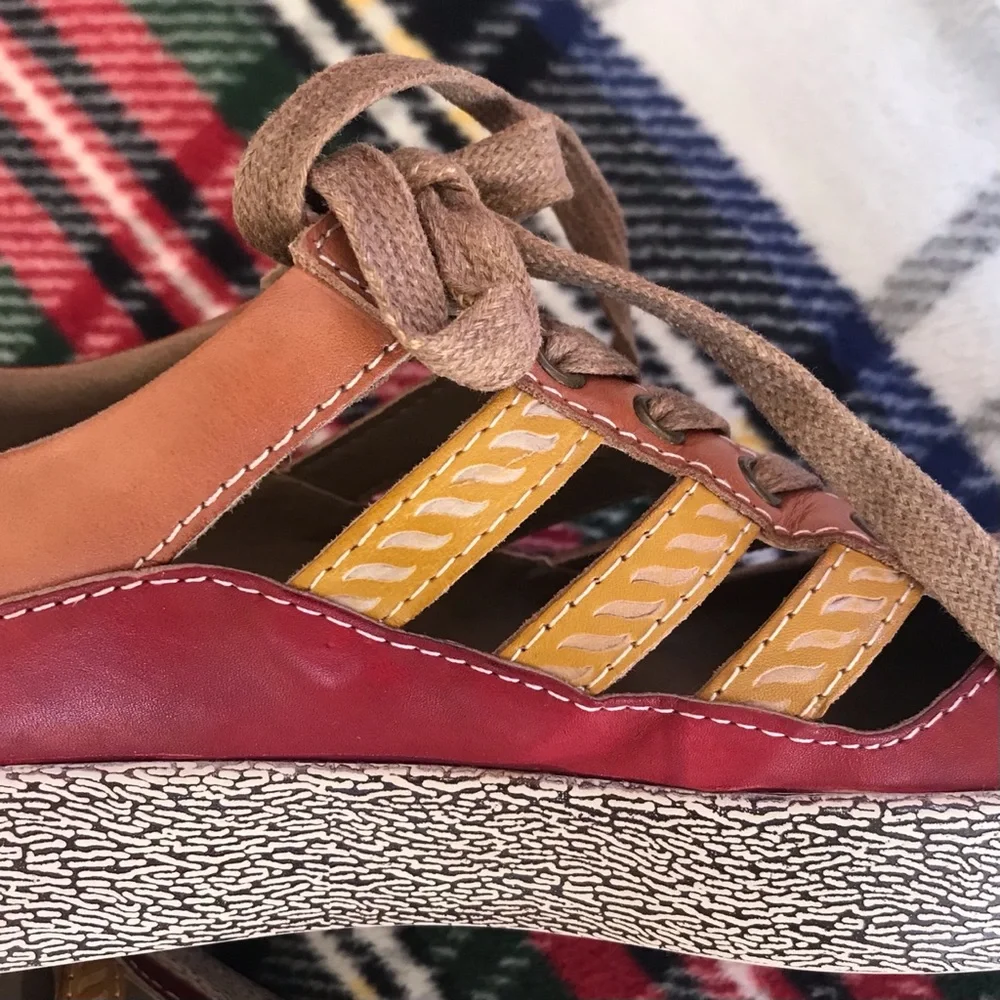 L’ARTISTE SPRING STEP PORSCHA HAND PAINTED LEATHER FLATFORM SNEAKER SZ 37 - Picture 2 of 12